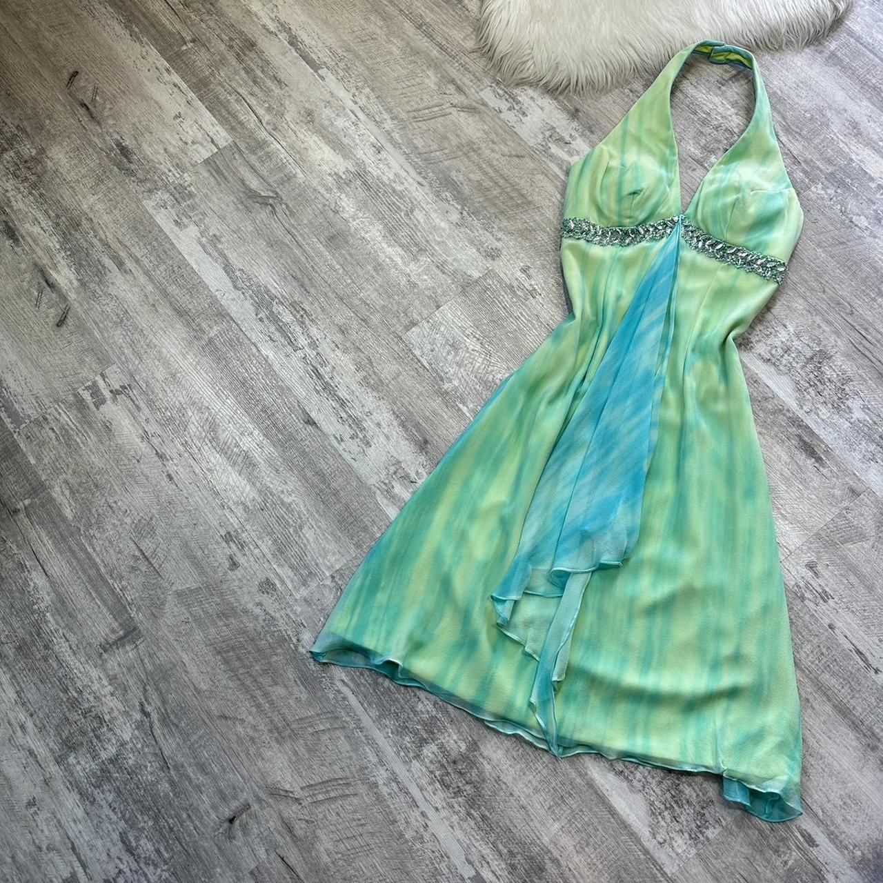 Robe de soirée courte en mousseline de soie, mini, dos nu, strass, verte et bleue, robe de bal, robe de soirée, robe de fête d'anniversaire, robe de banquet, nv4563