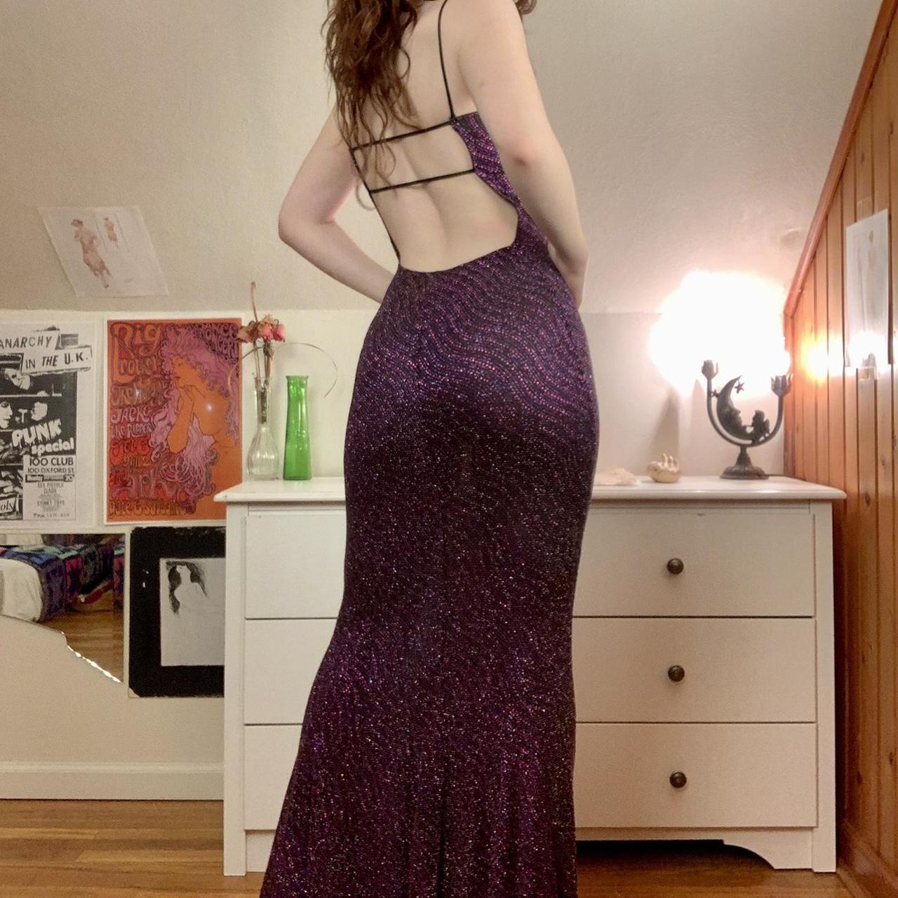 Robe de soirée longue à paillettes et bretelles spaghetti, élégante et brillante, violette, nv3640