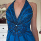 Blaues, funkelndes, langes Ballkleid mit Perlen, Abendkleid, Partykleid, nv4681