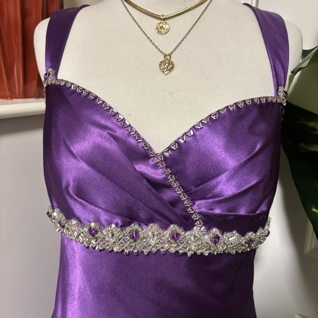 Robe de soirée longue en satin violet, style vintage, exquise, perlée, longueur au sol, robe de bal, robe de soirée nv3704