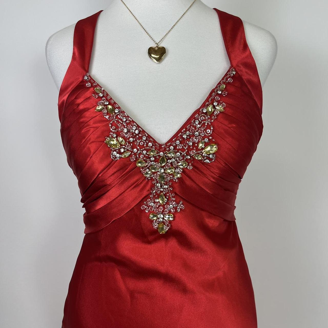Rot schöne elegante Mode exquisite Perlen Spaghetti-Trägern lange Satin Schlitz Ballkleid Abendkleid Partykleid nv3728
