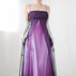 Robe de soirée longue en satin et tulle, dos nu, à lacets, élégante, dégradé de couleurs, perles exquises, bretelles spaghetti, violet, nv3669