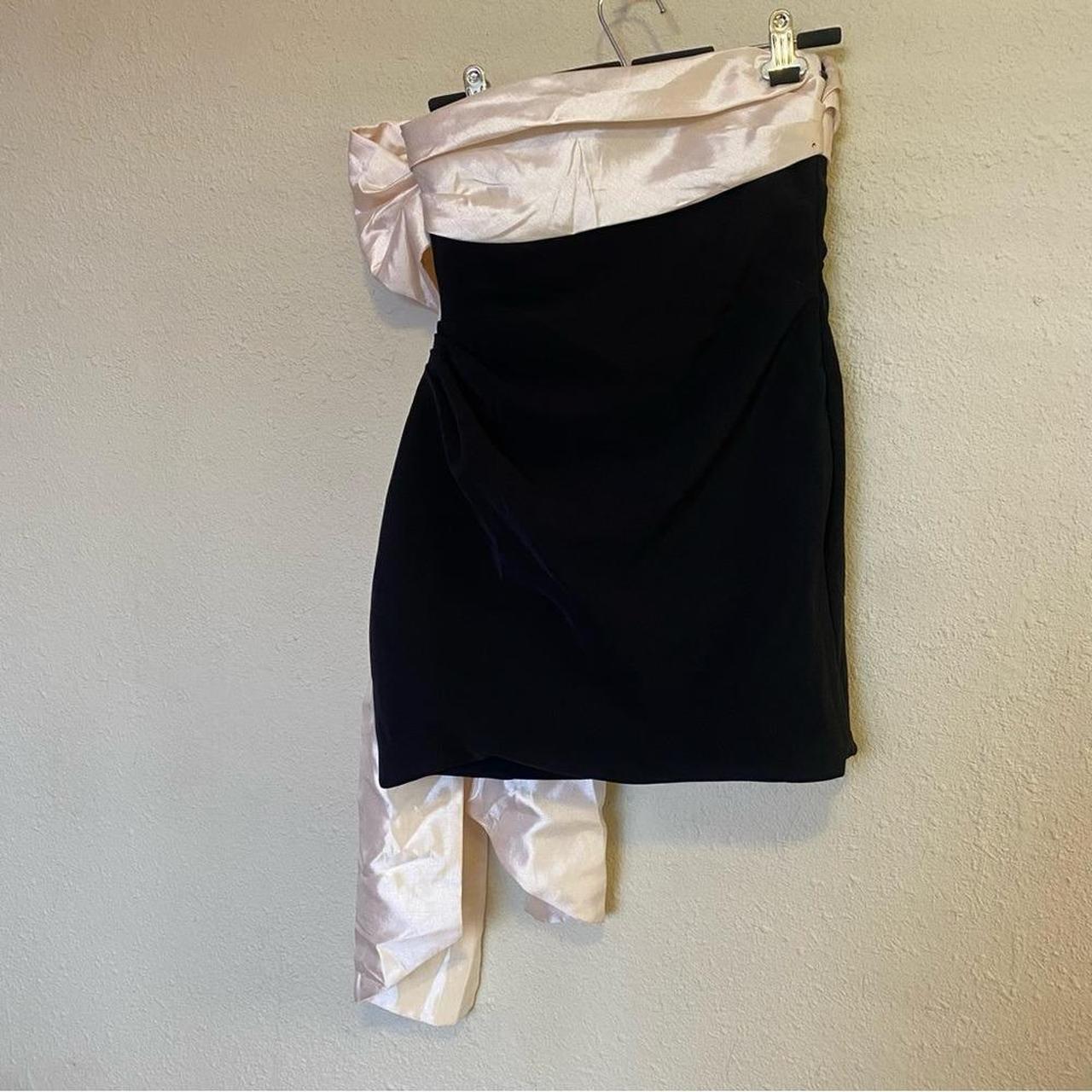 Schwarz rosa süßes kurzes Tube-Top mit Schleife aus Samt-Satin, Heimkehrkleid, Geburtstagspartykleid, NV5259