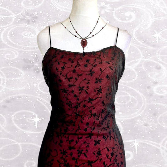 Robe longue à fleurs bordeaux rouge vintage en tulle pour femme, tenue de bal exquise, NV5645