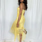 NiceVestidos - Robe de bal mi-longue jaune NV5691