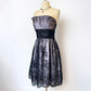 Robe de soirée courte en mousseline de soie à imprimé floral rétro violet nv5420