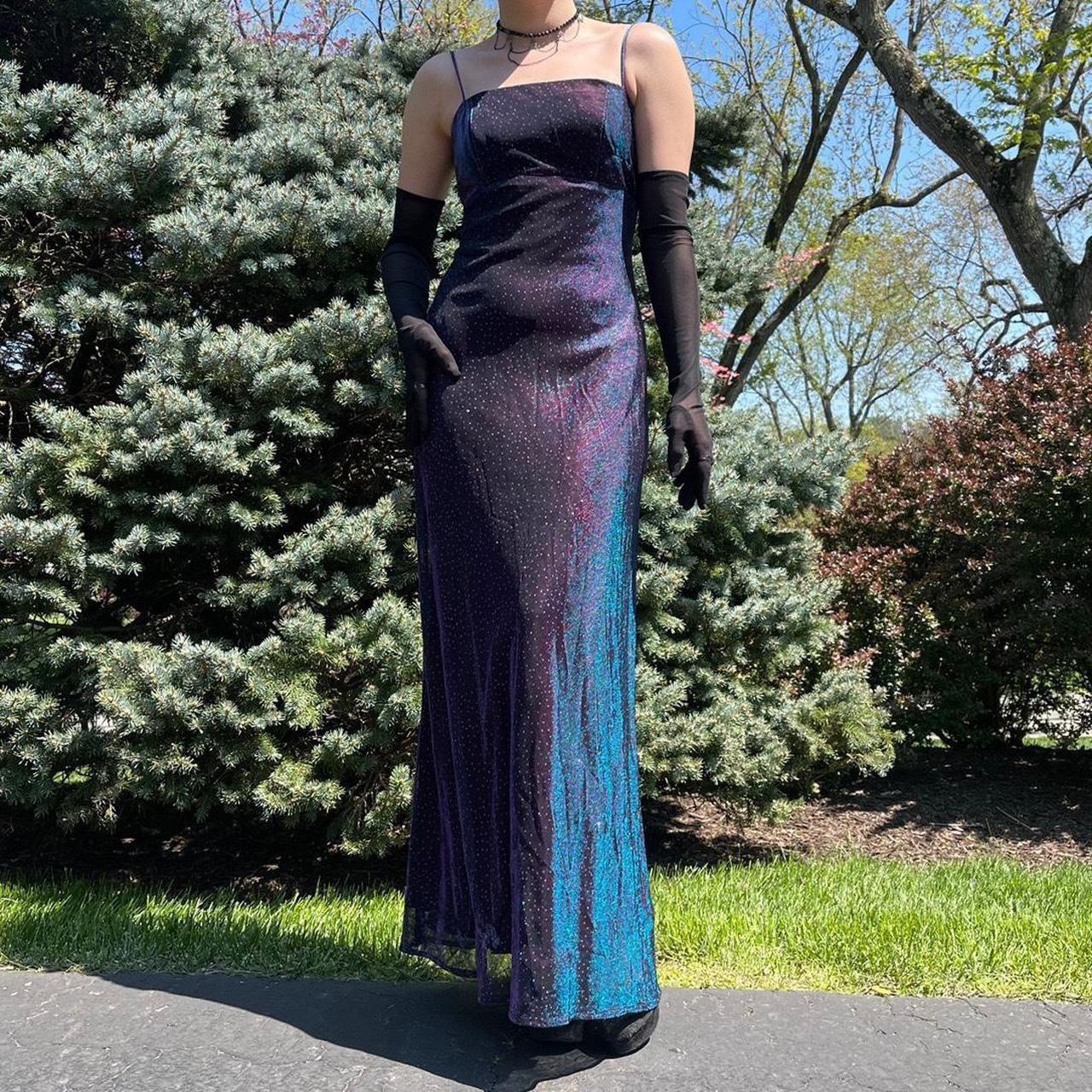 NiceVestidos-Lila blau glänzendes langes Satin-Feenkleid, formelles Ballkleid, Y2K-Vintage-Kleid, NV5444