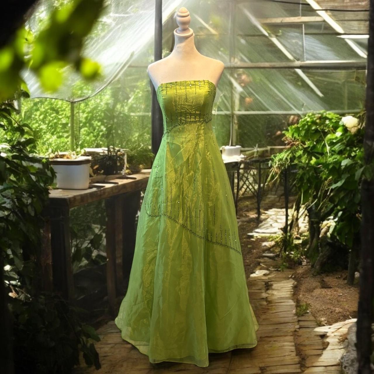 Robe de soirée longue en satin et tulle, élégante et raffinée, verte, élégante, perlée, pour fête d'anniversaire, nv3730
