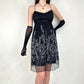 Vintage schwarz und weiß exquisite Perlen mittellangen Chiffon Homecoming Kleid Ballkleid Geburtstag Partykleid nv5405