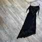 NiceVestidos - Wunderschönes, schwarzes, exquisites, perlenbesetztes, kurzes/mittellanges Chiffon-Kleid für den formellen Heimkehrabend, NV5448