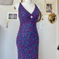 Robe de soirée longue à paillettes et perles violettes et bleues nv4243