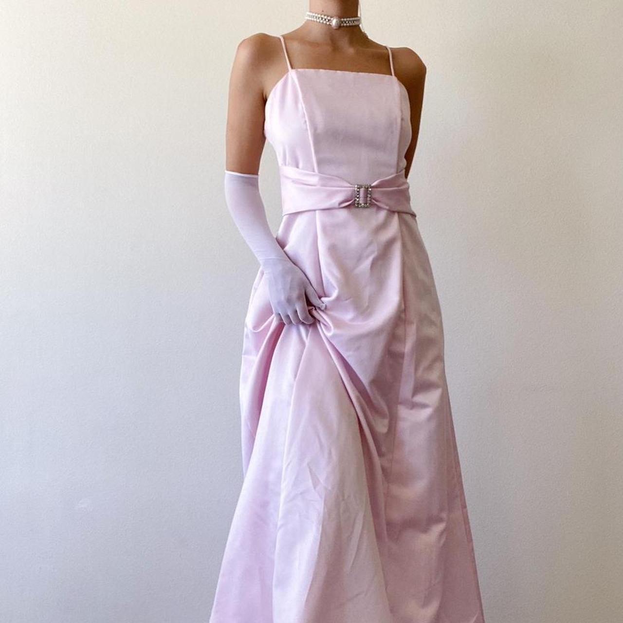 NiceVestidos-Langes Abendkleid aus Vintage-Rosa-Satin Nv5636