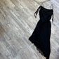 NiceVestidos - Wunderschönes, schwarzes, exquisites, perlenbesetztes, kurzes/mittellanges Chiffon-Kleid für den formellen Heimkehrabend, NV5448