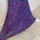 Robe de soirée longue à paillettes et perles violettes et bleues nv4243