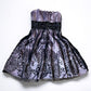 Robe de soirée courte en mousseline de soie à imprimé floral rétro violet nv5420