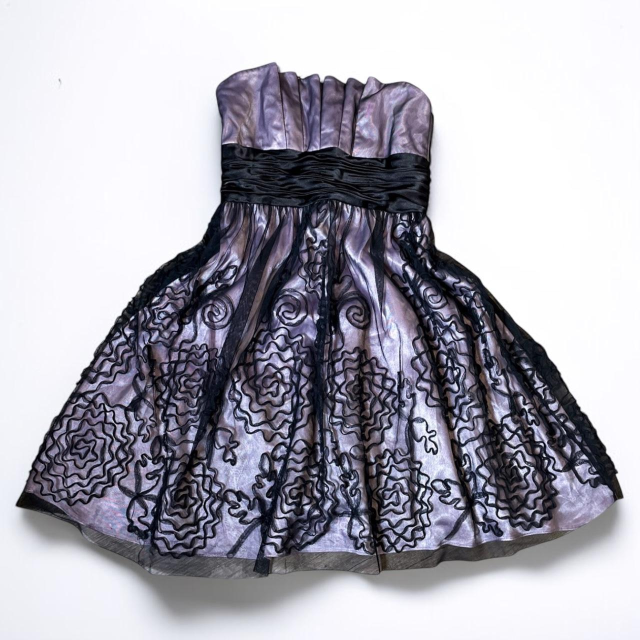Robe de soirée courte en mousseline de soie à imprimé floral rétro violet nv5420