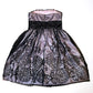 Robe de soirée courte en mousseline de soie à imprimé floral rétro violet nv5420