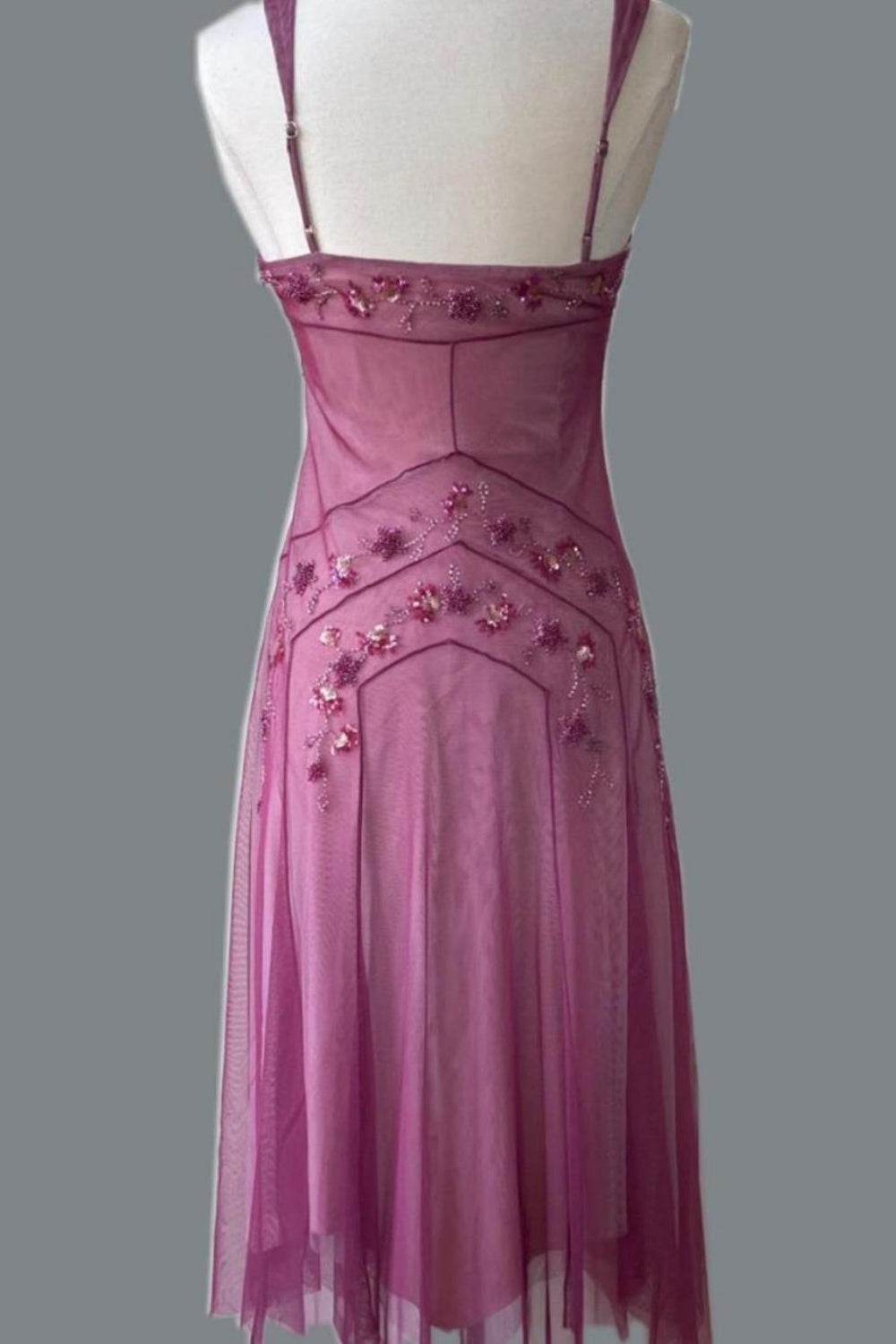 NiceVestidos - Robe de bal mi-longue perlée rose NV5692