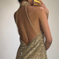 Gold glänzende Pailletten Mode Homecoming Kleid kurzes Geburtstag Cocktail Party Kleid nv4619