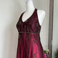 Robe de soirée longue en satin et tulle bordeaux, magnifique, élégante, avec perles exquises, bretelles, nv3974