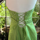 Robe de soirée longue en satin et tulle, élégante et raffinée, verte, élégante, perlée, pour fête d'anniversaire, nv3730