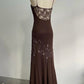 🧚🏼‍♂️Seltenes Vintage-Maxikleid im Y2K-Stil im böhmischen Stil mit brauner Spitze, Perlen, Pailletten und Blumenstickerei, elegantes Ballkleid, Abendkleid, Partykleid, NV4408