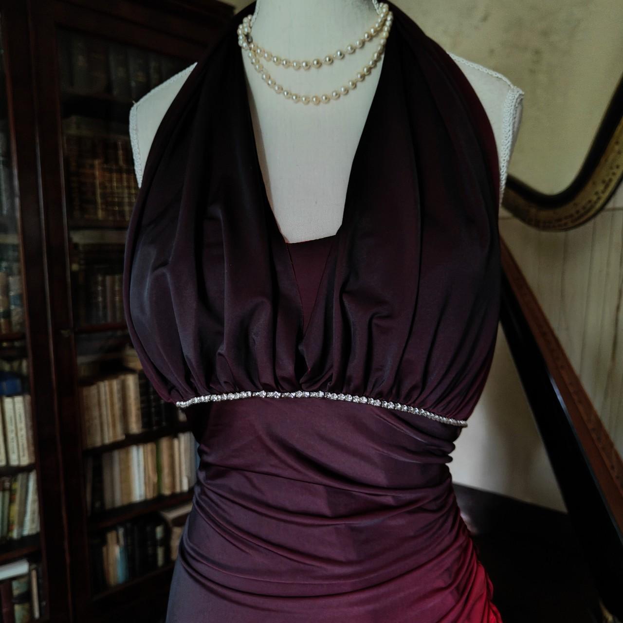 Robe de soirée longue en mousseline de soie, élégante et exquise, dégradée de couleur bordeaux, robe de soirée, robe de soirée nv3717