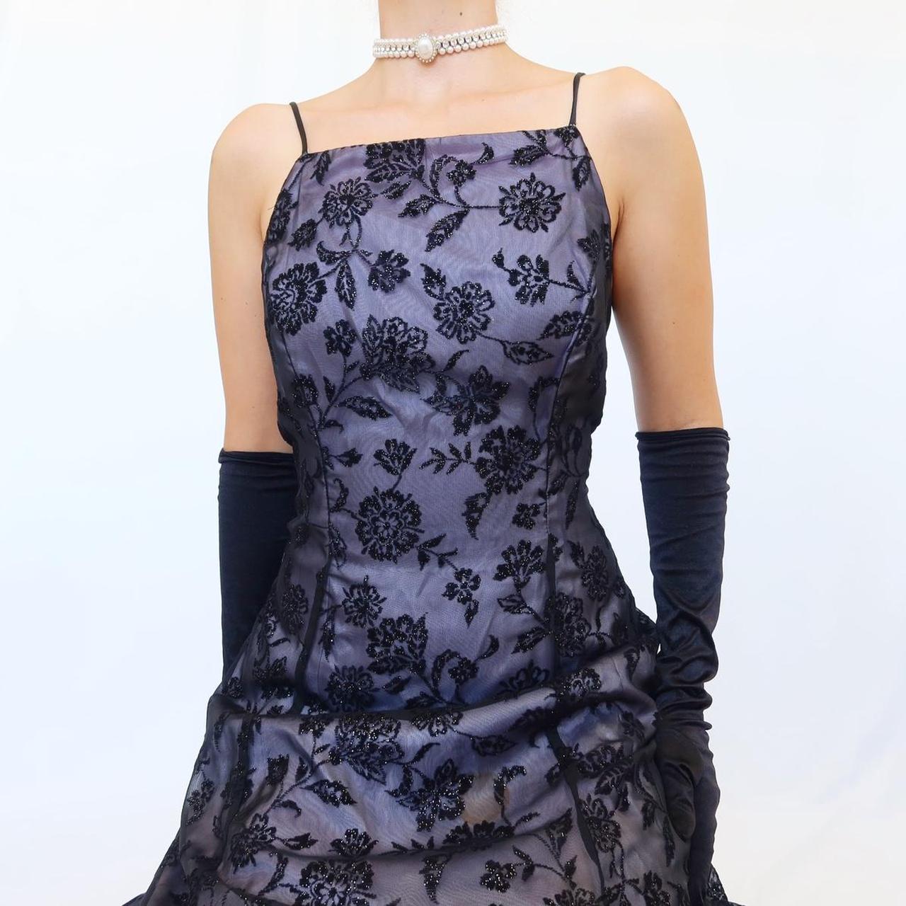 NiceVestidos-Lila exquisite florale Vintage lange Tüllkleid Abendkleid Nv5635