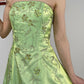 NiceVestidos - Robe de bal longue en satin vert exquis et perlé, style fée, style vintage Y2K, NV5441