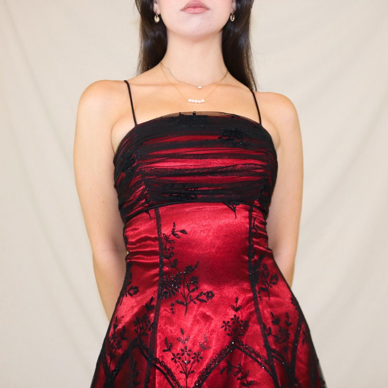 Red floral short chiffon homecoming dress birthday party dress nv4975