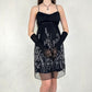 Vintage schwarz und weiß exquisite Perlen mittellangen Chiffon Homecoming Kleid Ballkleid Geburtstag Partykleid nv5405