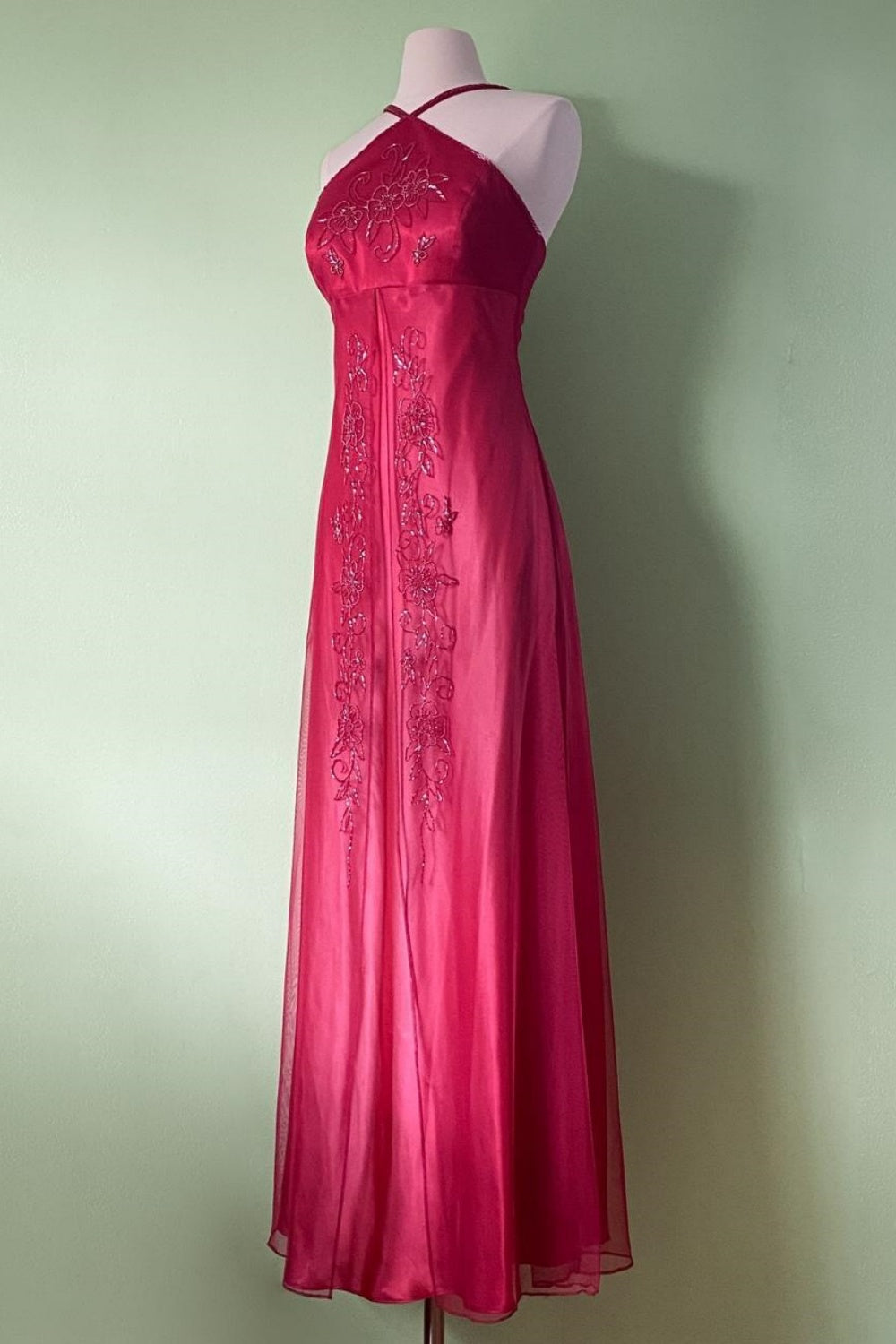 NiceVestidos – Rosa, zartes Blumenkleid mit Perlen, Vintage-Kleid, langes Tüll-Ballkleid für Damen, NV5649