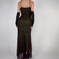Robe de soirée longue et élégante en tulle, simple et rétro, à bretelles spaghetti, verte, robe de bal, robe de soirée, robe de bal, nv3753