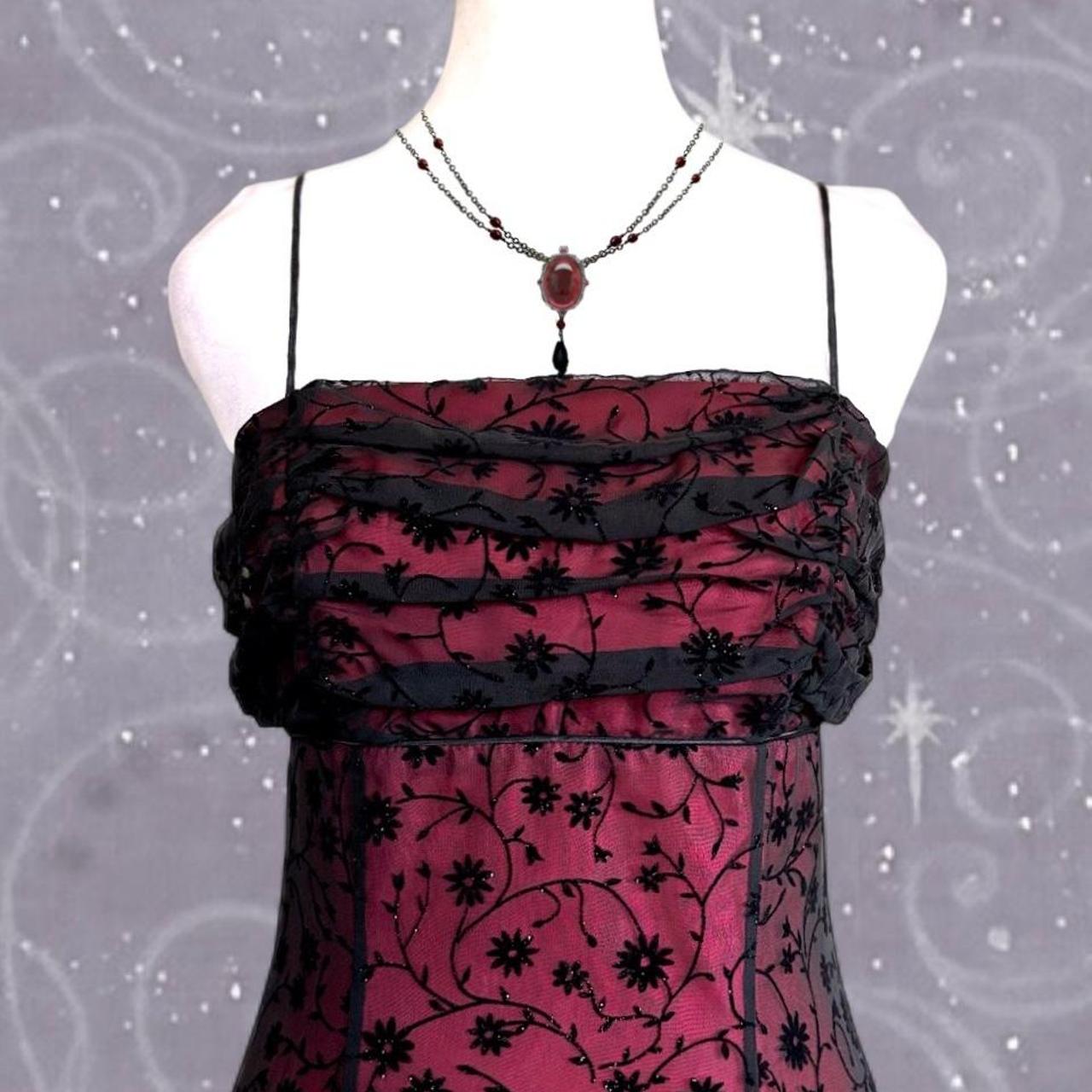 NiceVestidos-Burgundrotes Blumenkleid Vintage-Kleid Damen Exquisites langes Tüll-Ballkleid NV5644