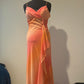 Orange Fashion Gradient Elegante Ärmellose Lange Chiffon Bodenlangen Ballkleid Abendkleid Partykleid nv3722