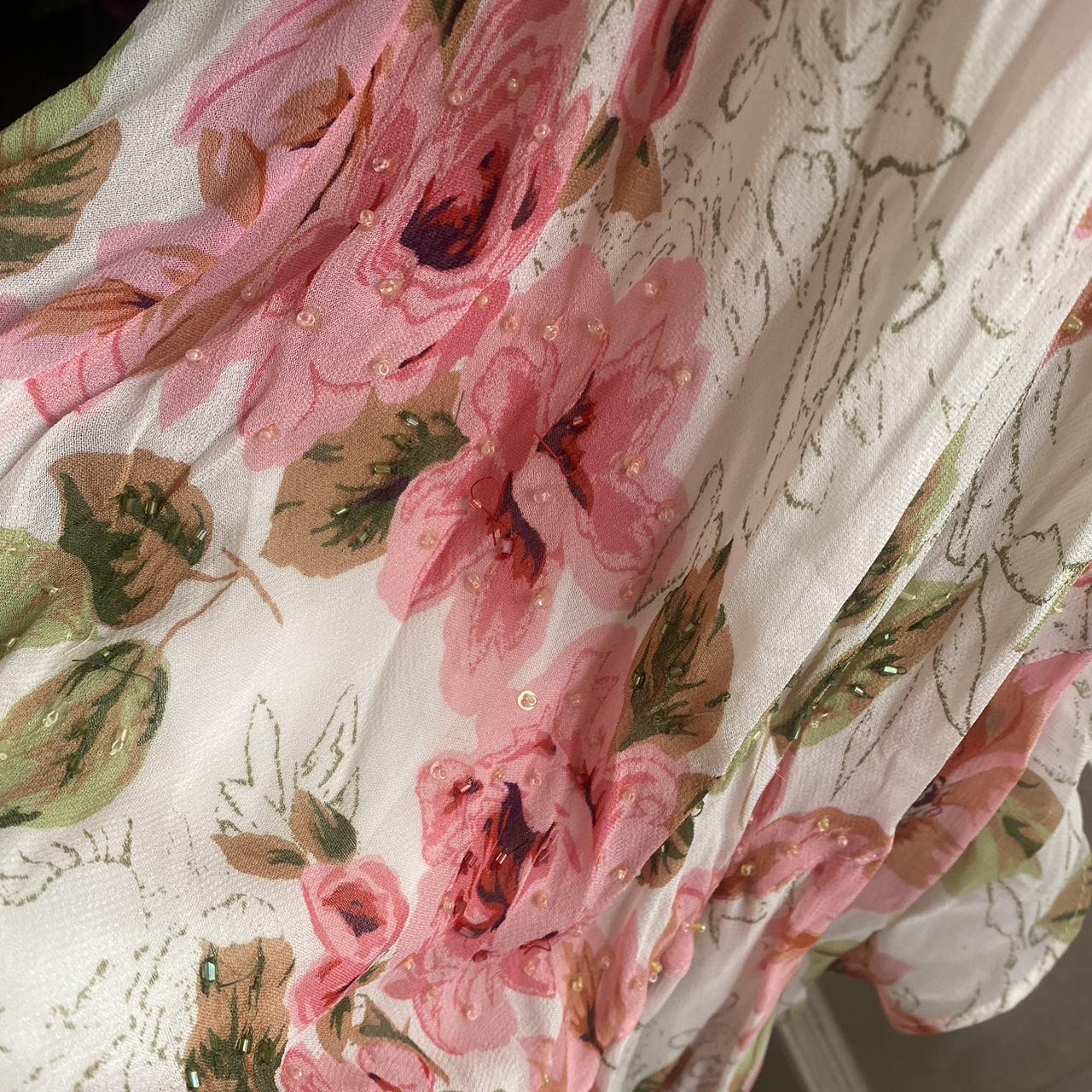Robe de soirée longue en mousseline de soie rose à fleurs, élégante, robe de bal, nv4599