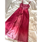 The most stunning exquisite beaded y2k red ombre long chiffon dress nv5377