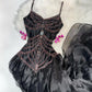 Schwarzes, exquisites, langes Chiffon-Ballkleid mit Perlen, NV5329