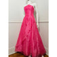 Robe de soirée longue en organza et tulle rose vintage à paillettes et étoiles nv4258