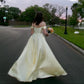 Yellow Elegant Long Off Shoulder Satin Ball Gown Evening Dress Party Dress nv4214
