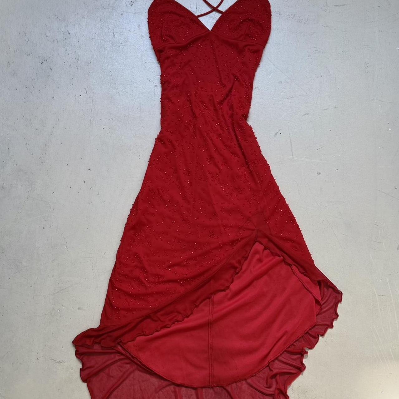 NiceVestidos-- Red fairy exquisite beaded mid-length chiffon prom dress NV5679