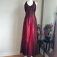 Robe de soirée longue en satin et tulle bordeaux, magnifique, élégante, avec perles exquises, bretelles, nv3974