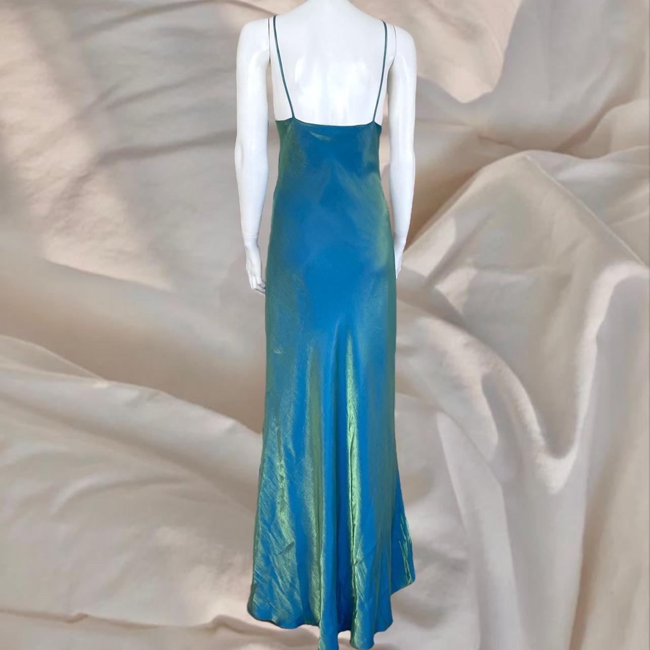 Blaues, glänzendes langes Retro-Kleid, Meerjungfrau, Fee, Y2K, 90er, formelles Ballkleid, Abendkleid, Bankettkleid, NV4574