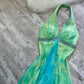 Robe de soirée courte en mousseline de soie, mini, dos nu, strass, verte et bleue, robe de bal, robe de soirée, robe de fête d'anniversaire, robe de banquet, nv4563