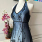 Robe de soirée longue en tulle bleu, magnifique, vintage, élégante, exquise, avec bretelles perlées, robe de bal, robe de soirée, robe de bal, nv4247