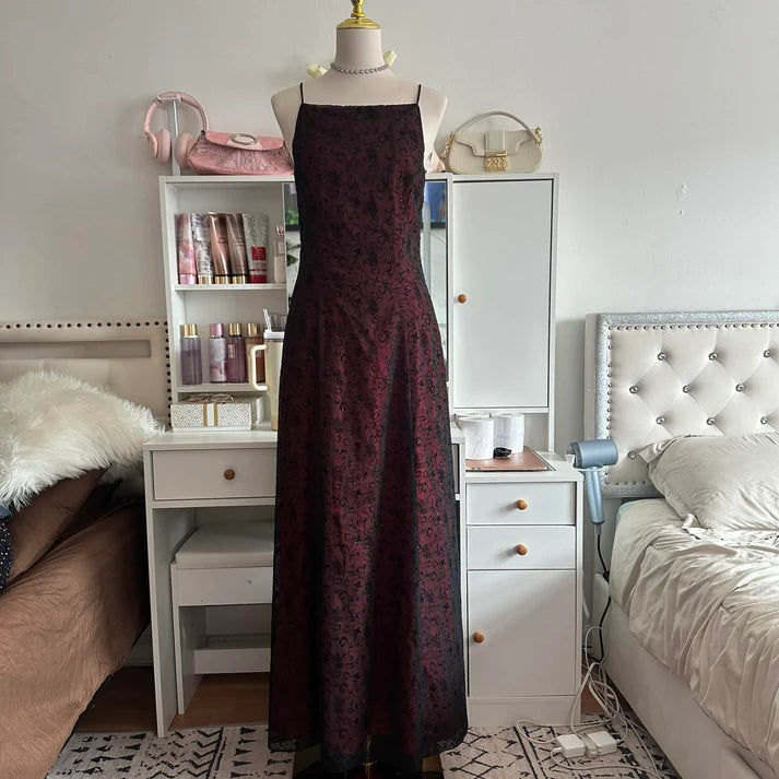 Rot Schwarz Purpurrotes Kleid Retro Mode Atemberaubend Elegant Exquisites Langes Tüll Gothic Ballkleid Abendkleid Geburtstagspartykleid Abschlussballkleid nv4250