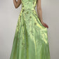 NiceVestidos - Robe de bal longue en satin vert exquis et perlé, style fée, style vintage Y2K, NV5441