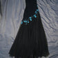 Black exquisite embroidered floral applique long chiffon ball gown evening dress nv3440