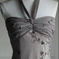 🧚🏼‍♂️Robe de soirée vintage gris chaud Y2K, style bohème, florale, brodée de perles, dos nu, robe de bal, robe de soirée, robe d'invité de mariage, nv4405