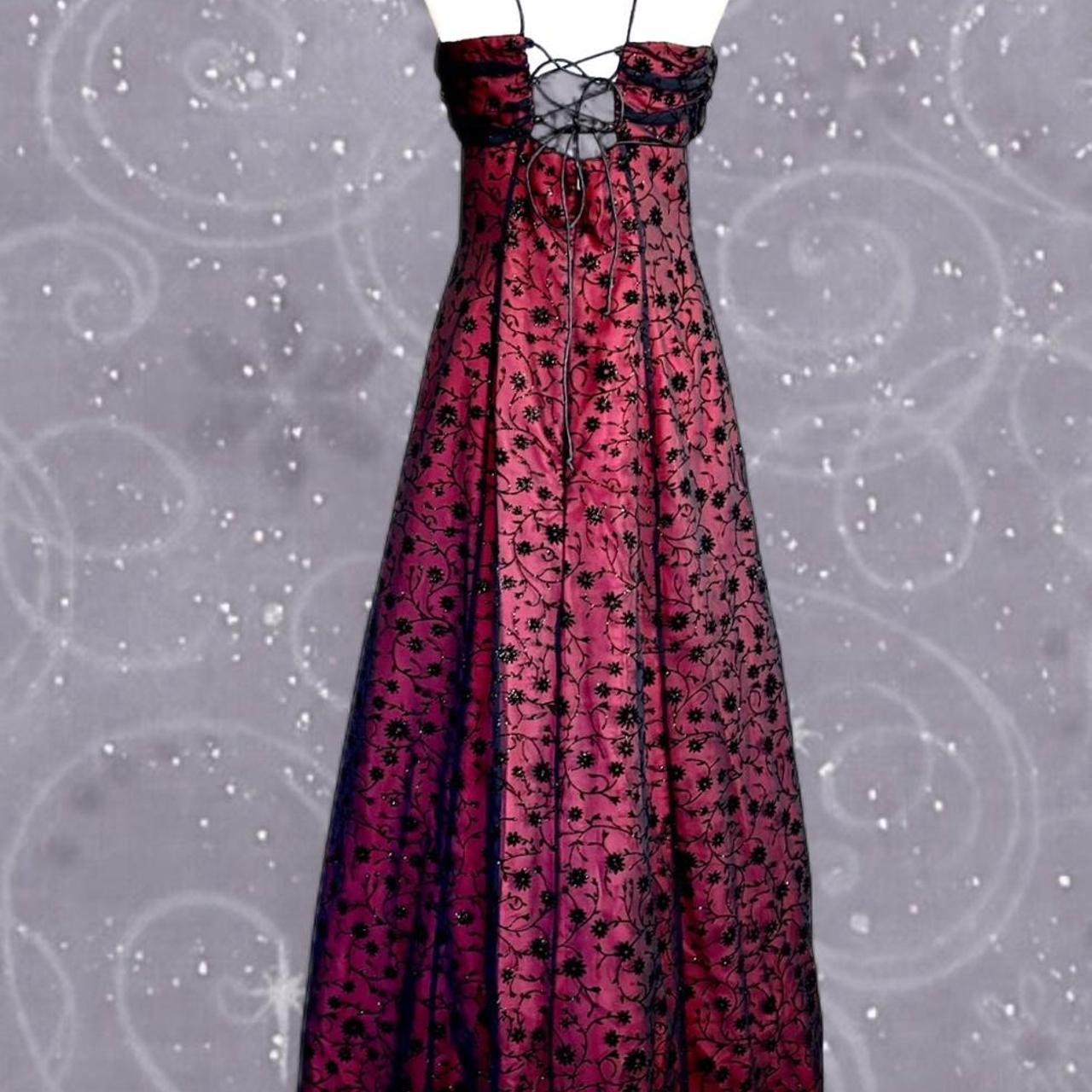 NiceVestidos-Burgundrotes Blumenkleid Vintage-Kleid Damen Exquisites langes Tüll-Ballkleid NV5644